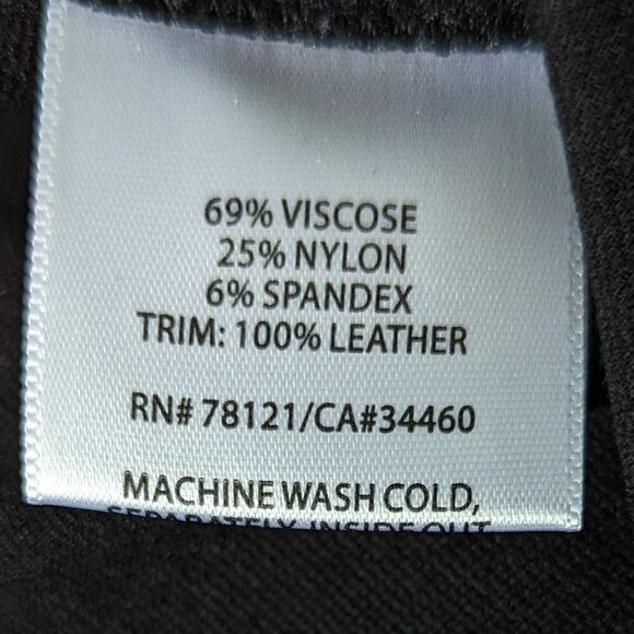 Eileen Fisher Black Leather Trimmed Stretch Ponte Pants - Picture 5 of 10